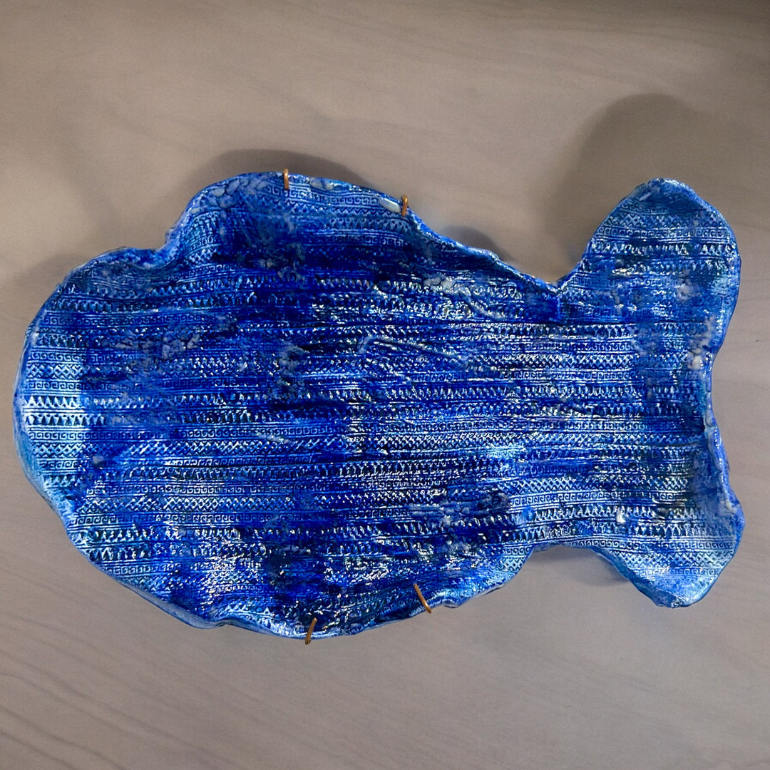 Blue Ceramic fish. bath decor, wall decor