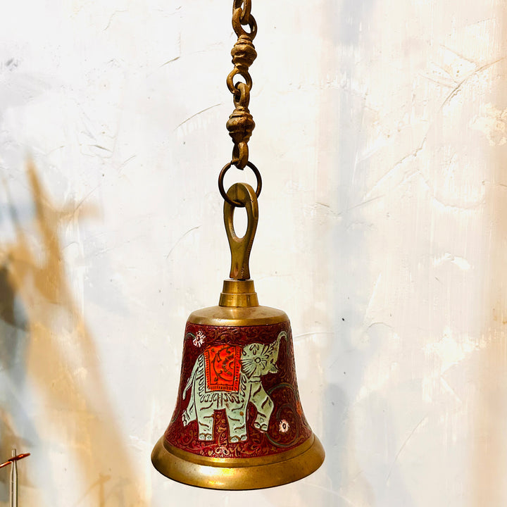 Brass bell with chain and hook. Brass bell for vastu and feng shui