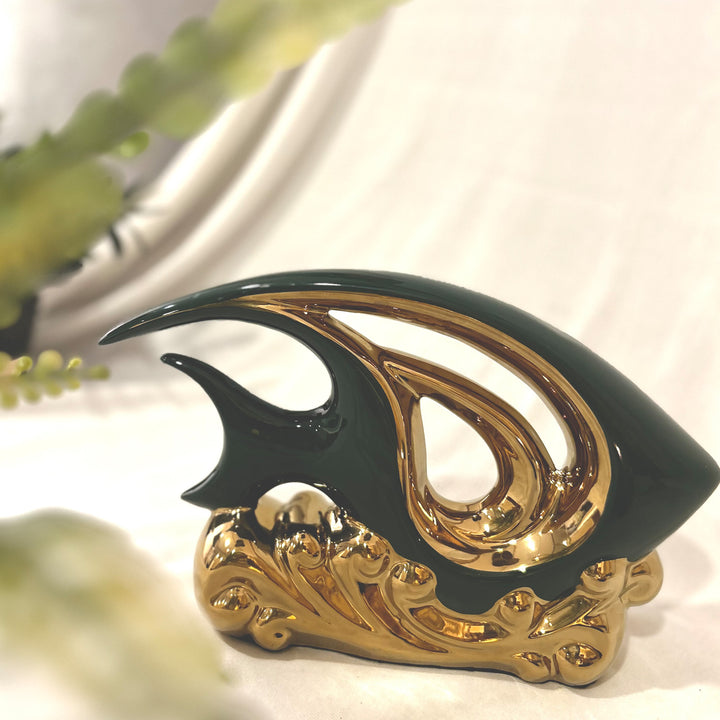 Green & Gold Ceramic Fish Design 1