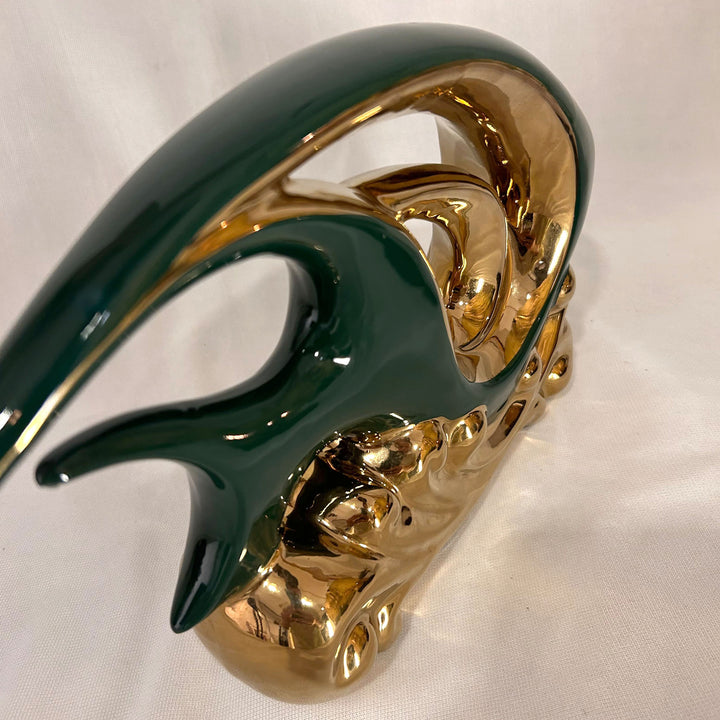 Green & Gold Ceramic Fish Design 1