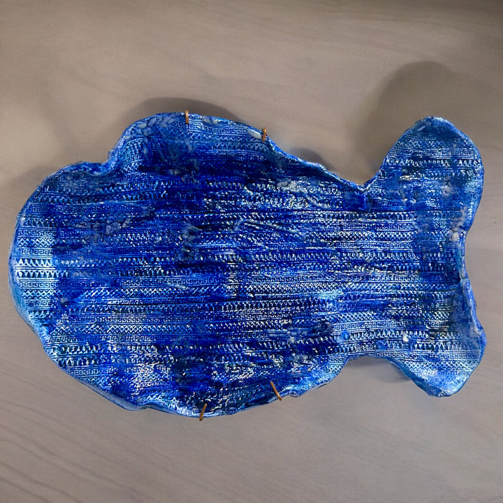 Blue Ceramic fish. bath decor, wall decor