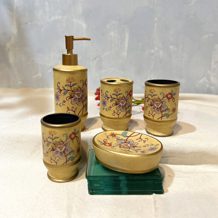 bathroom set,  house warming gift,  golden yellow bathroom set