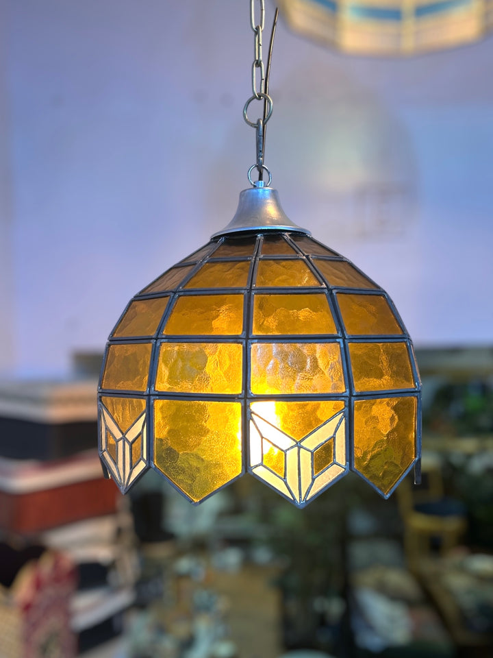 Yellow Stained Glass Pendant Lampshade