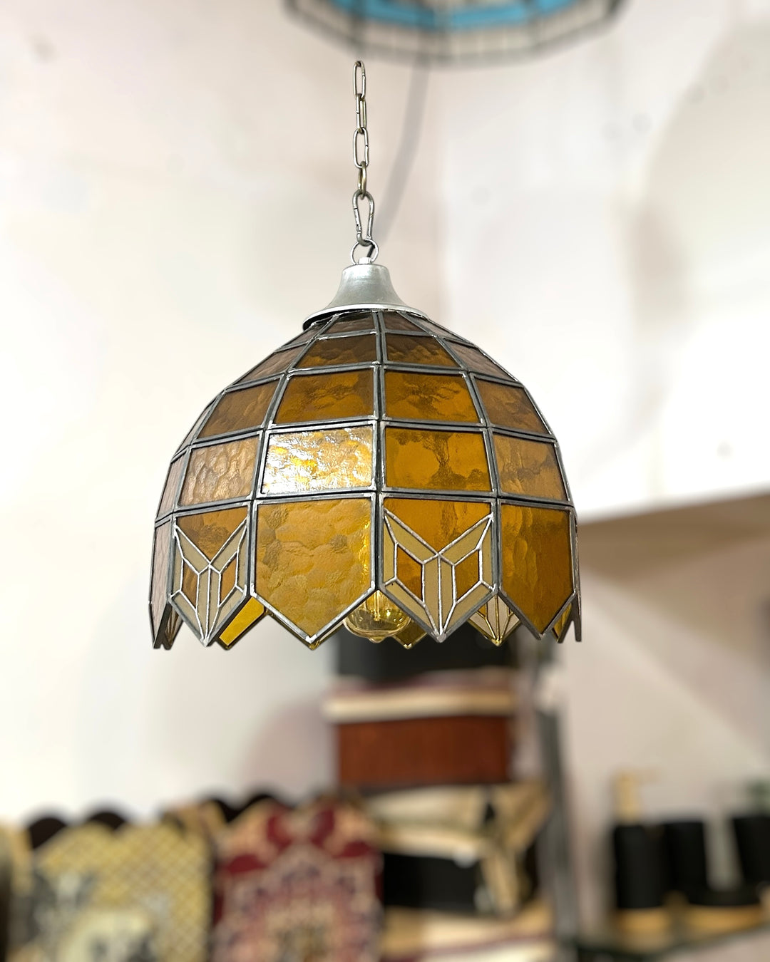 Yellow Stained Glass Pendant Lampshade