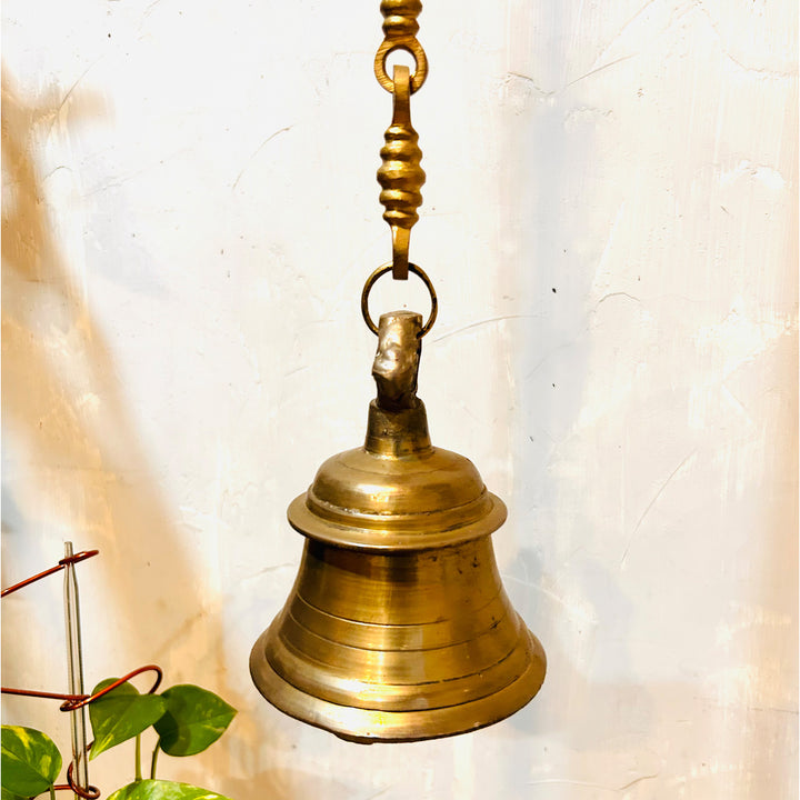 Brass bell with chain and hook. Brass bell for vastu and fengshui