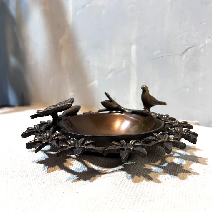 Song Bird Brass Antique Bowl