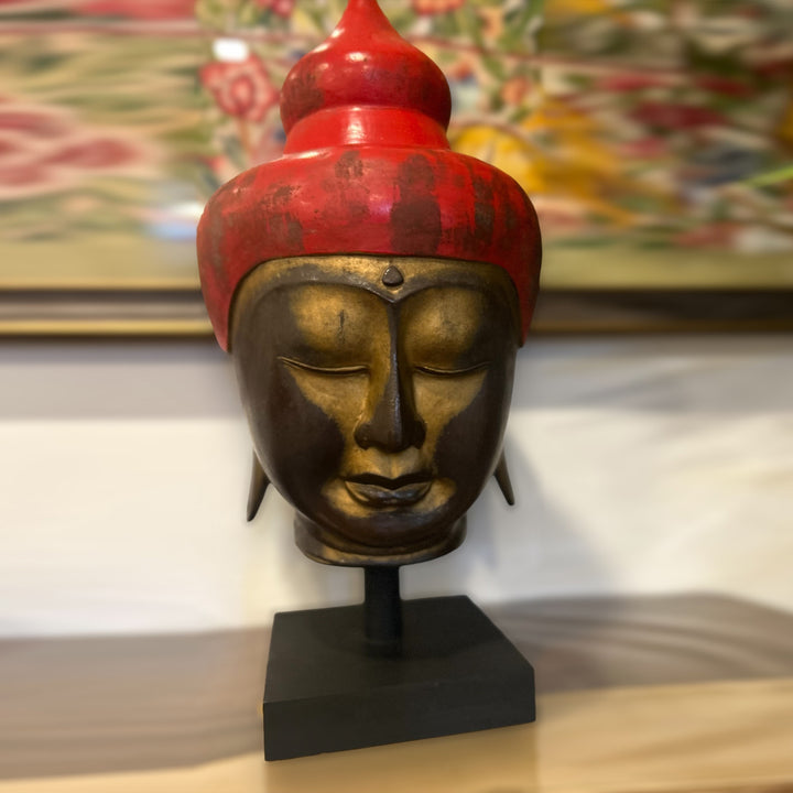 Wooden Buddha Majestic Head Sculpture