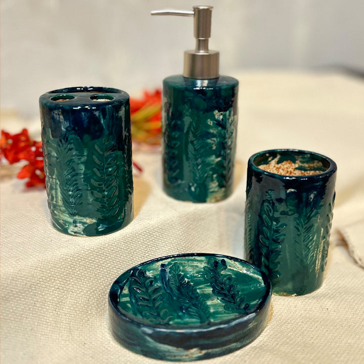 Ceramic green bathroom set , modern design bath set