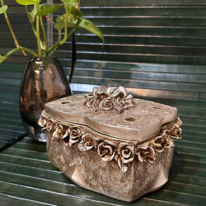 Polystone camphor box, pot pourri box  silver gift box