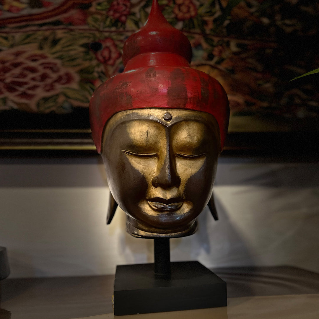 Wooden Buddha Majestic Head Sculpture