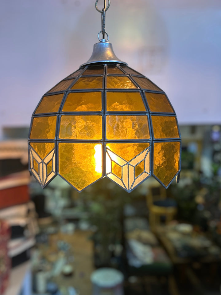 Yellow Stained Glass Pendant Lampshade