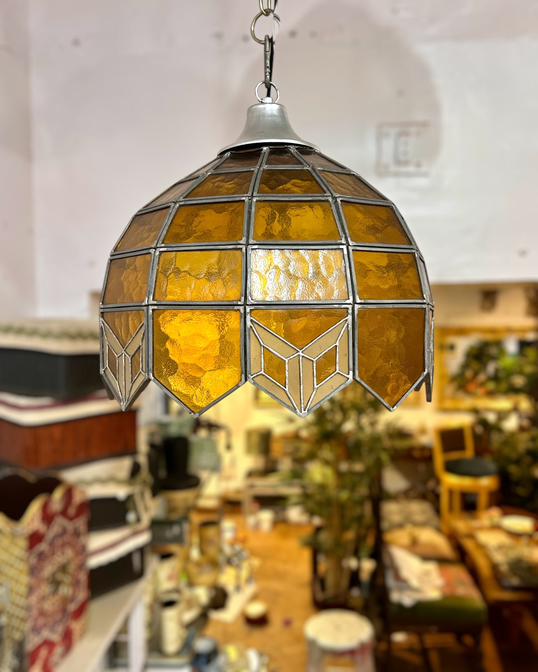 Yellow Stained Glass Pendant Lampshade