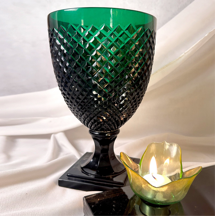 Green Cut Glass Vase Design One