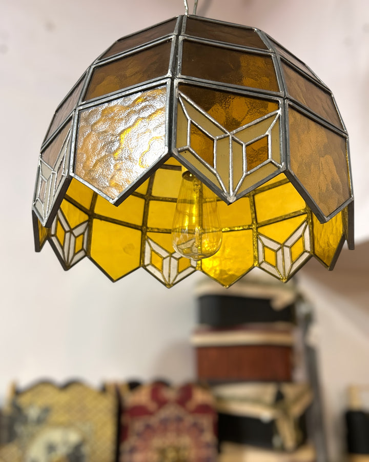 Yellow Stained Glass Pendant Lampshade