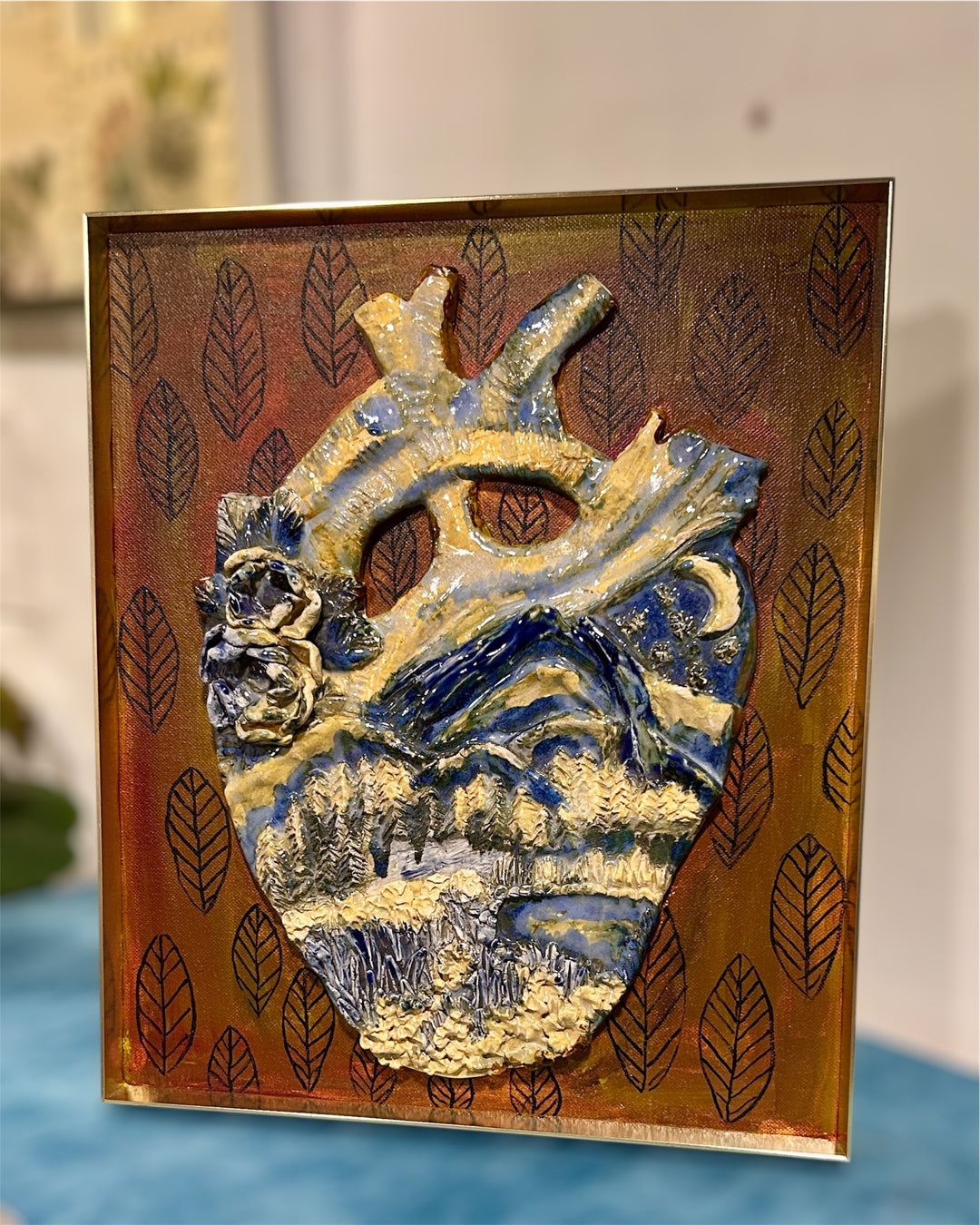 Ceramic Heart in Metal Floater Frame