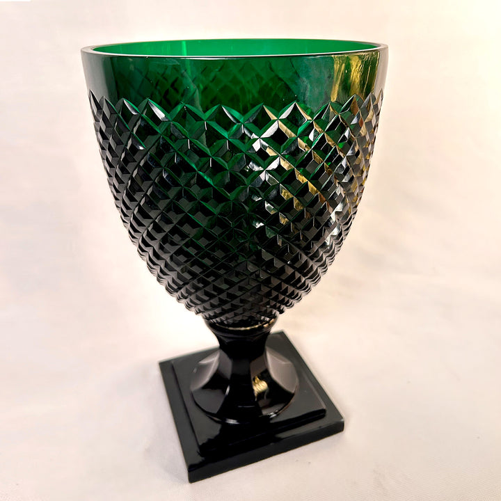 Green Cut Glass Vase Design One