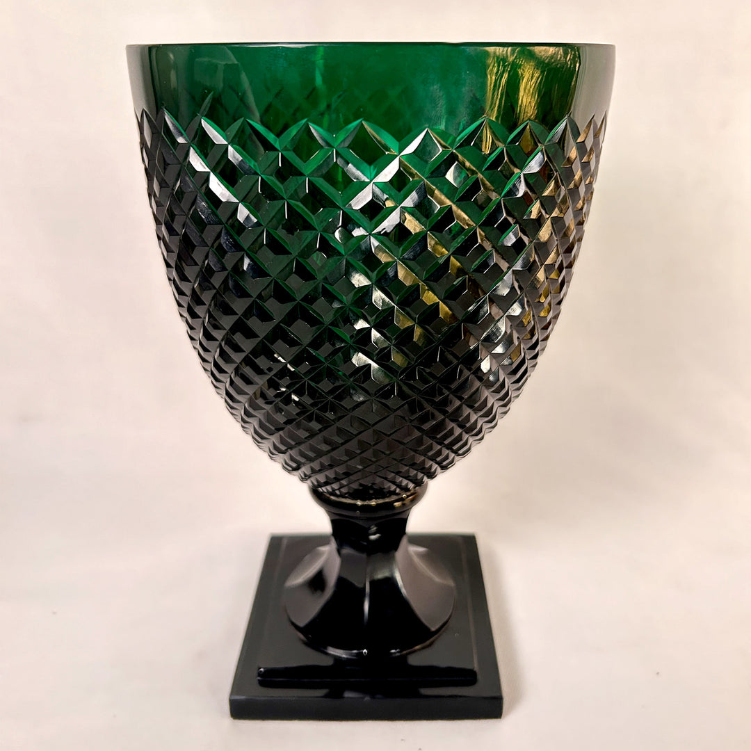 Green Cut Glass Vase Design One