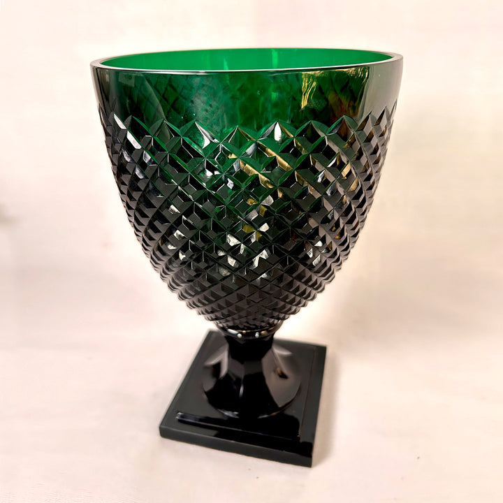 Green Cut Glass Vase Design One