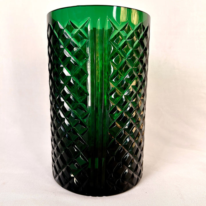 Green Cut Glass Vase Design Two