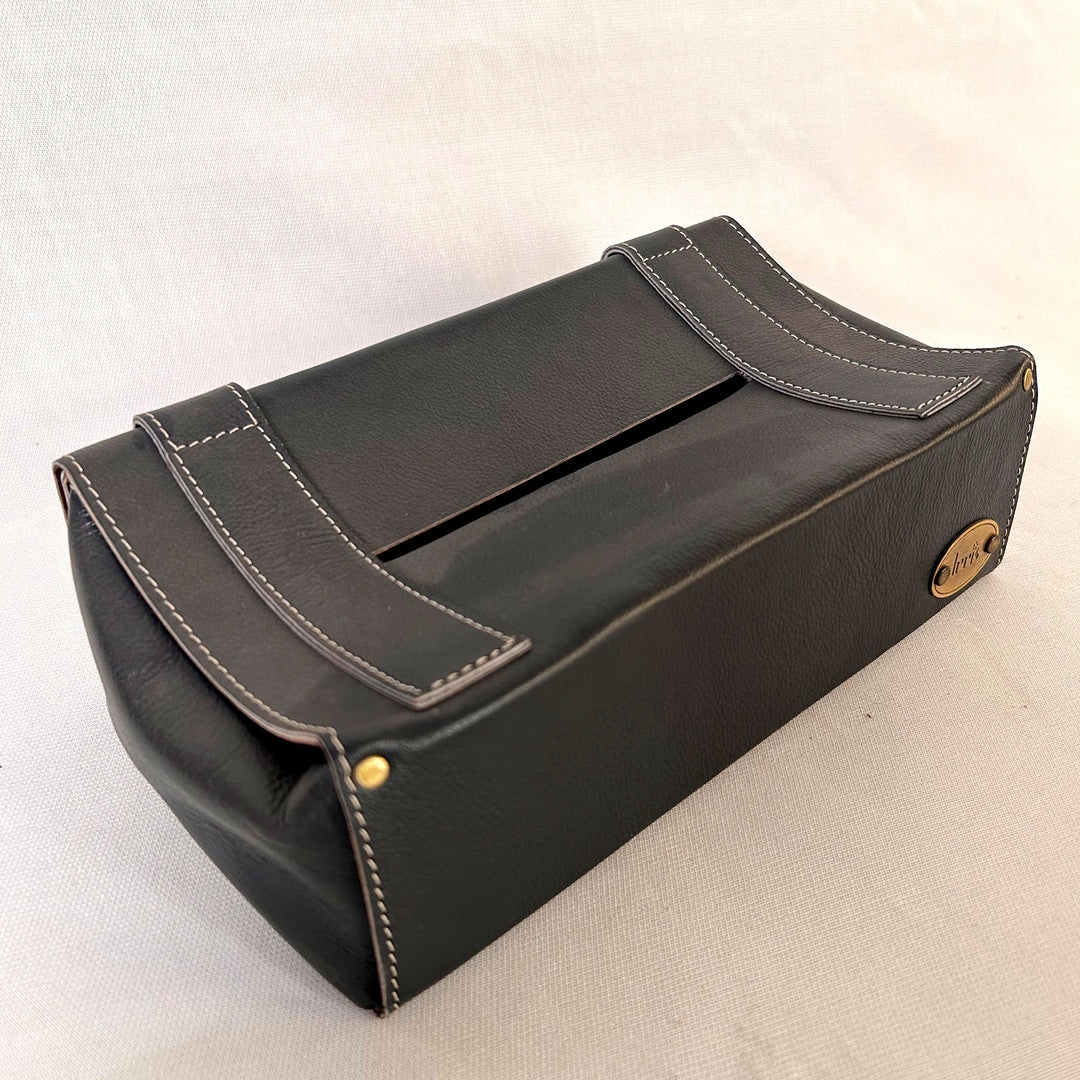 Black Leather Tissue Holder