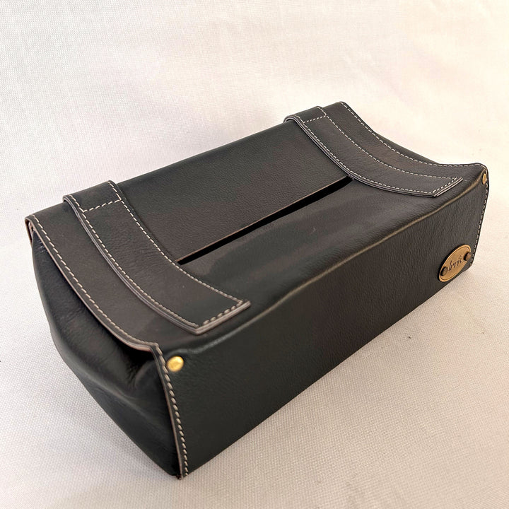 Black Leather Tissue Holder