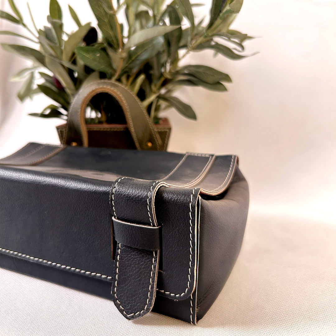 Black Leather Tissue Holder