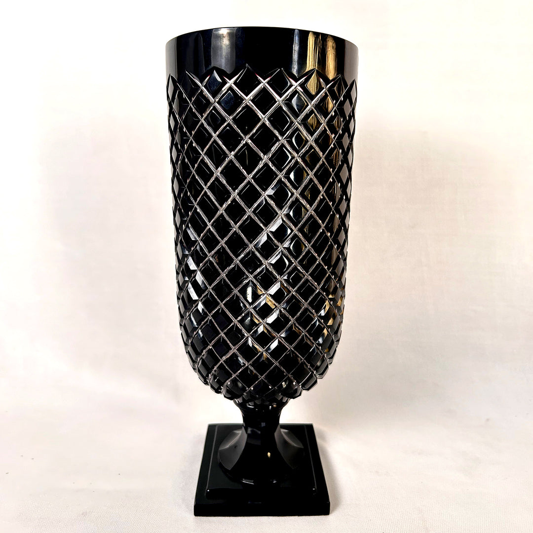 Black Cut Glass Vase