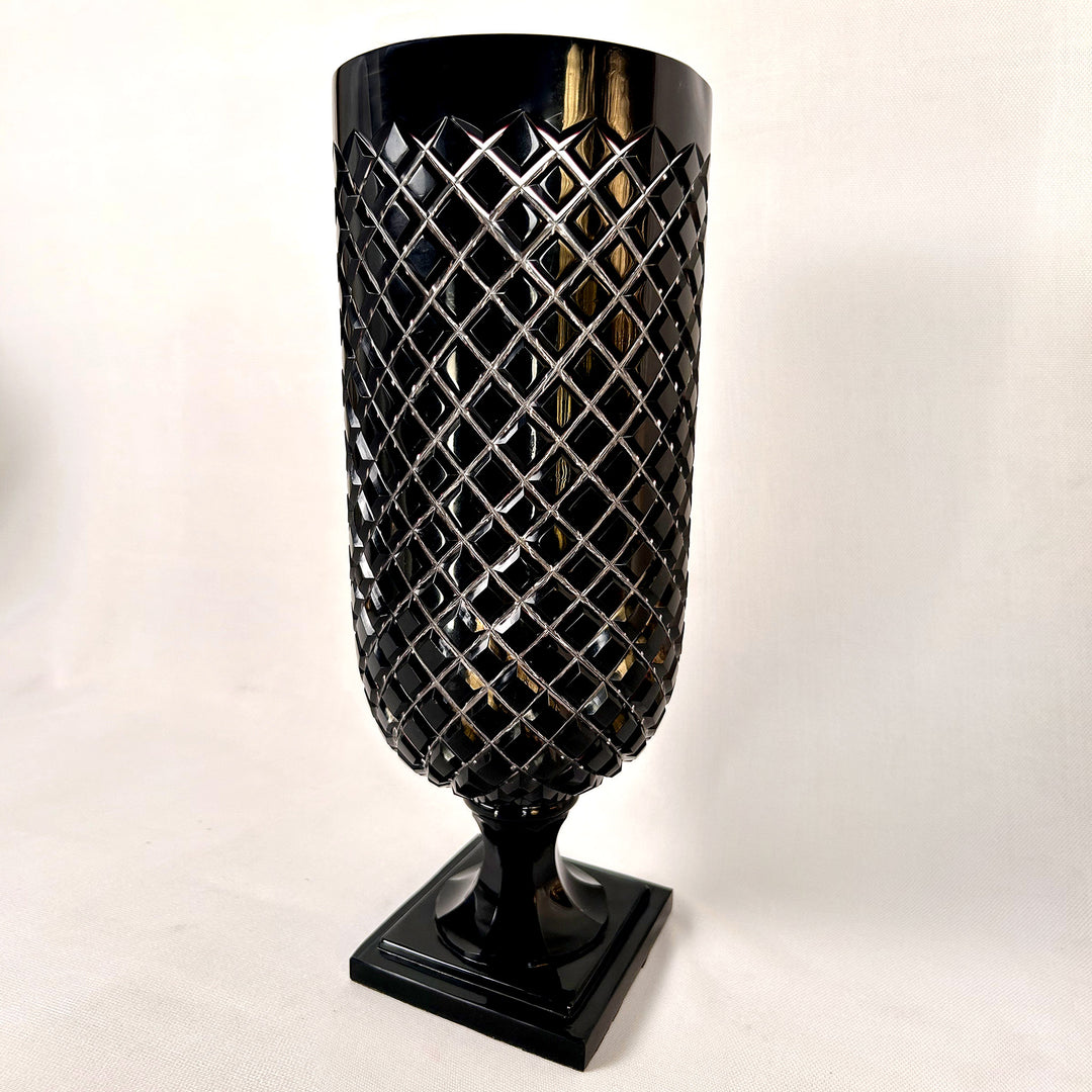 Black Cut Glass Vase