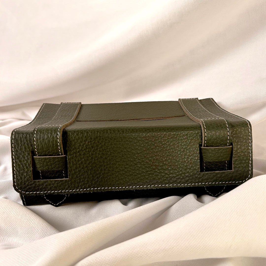 Green Leather Tissue Holder