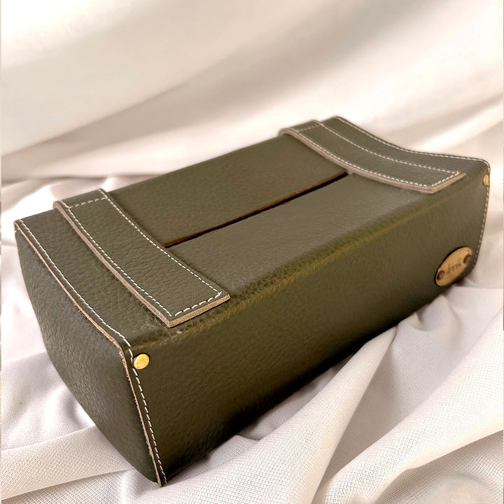 Green Leather Tissue Holder