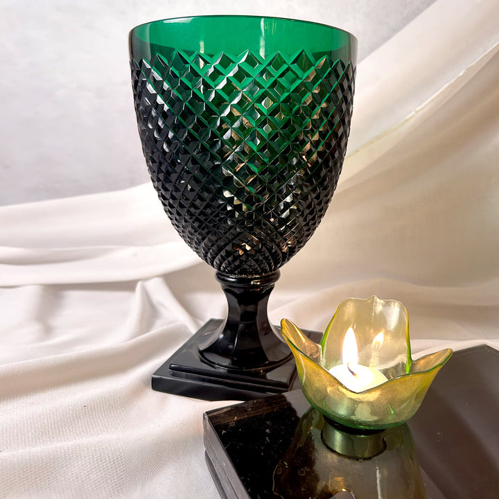 Green Cut Glass Vase Design One