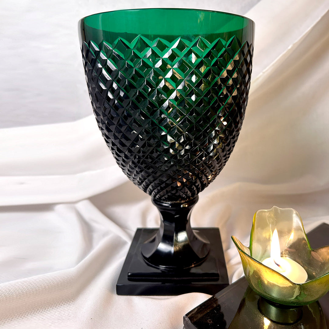 Green Cut Glass Vase Design One