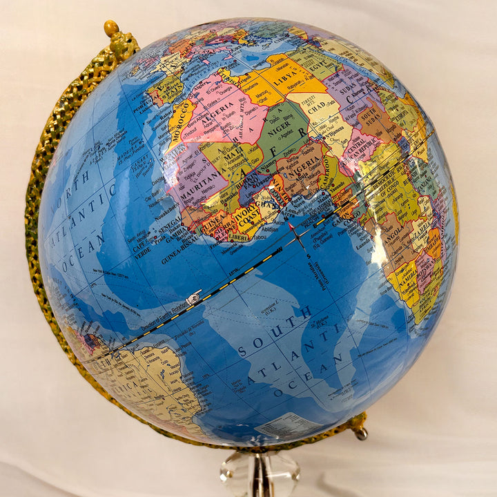 Luxe Blue Globe with Brass Base Large