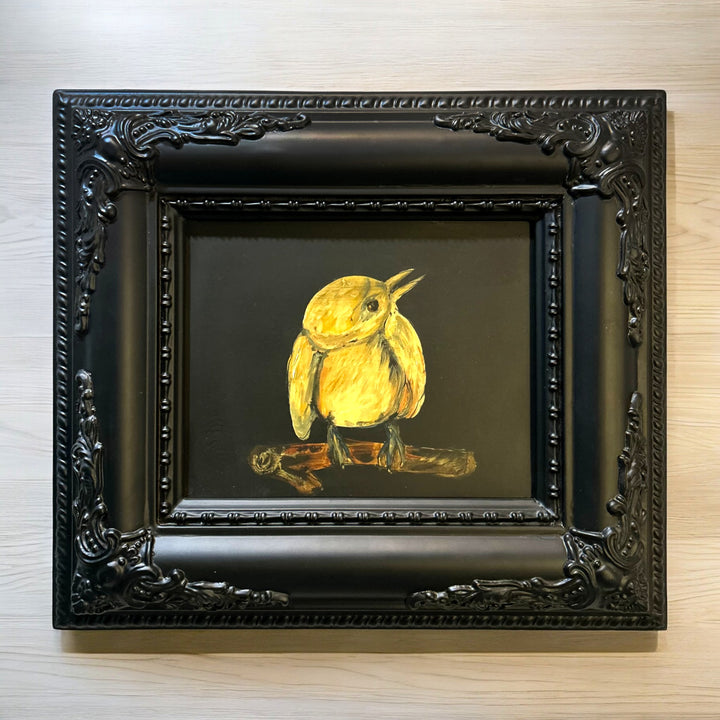 Baroque black frame. Hand painted image