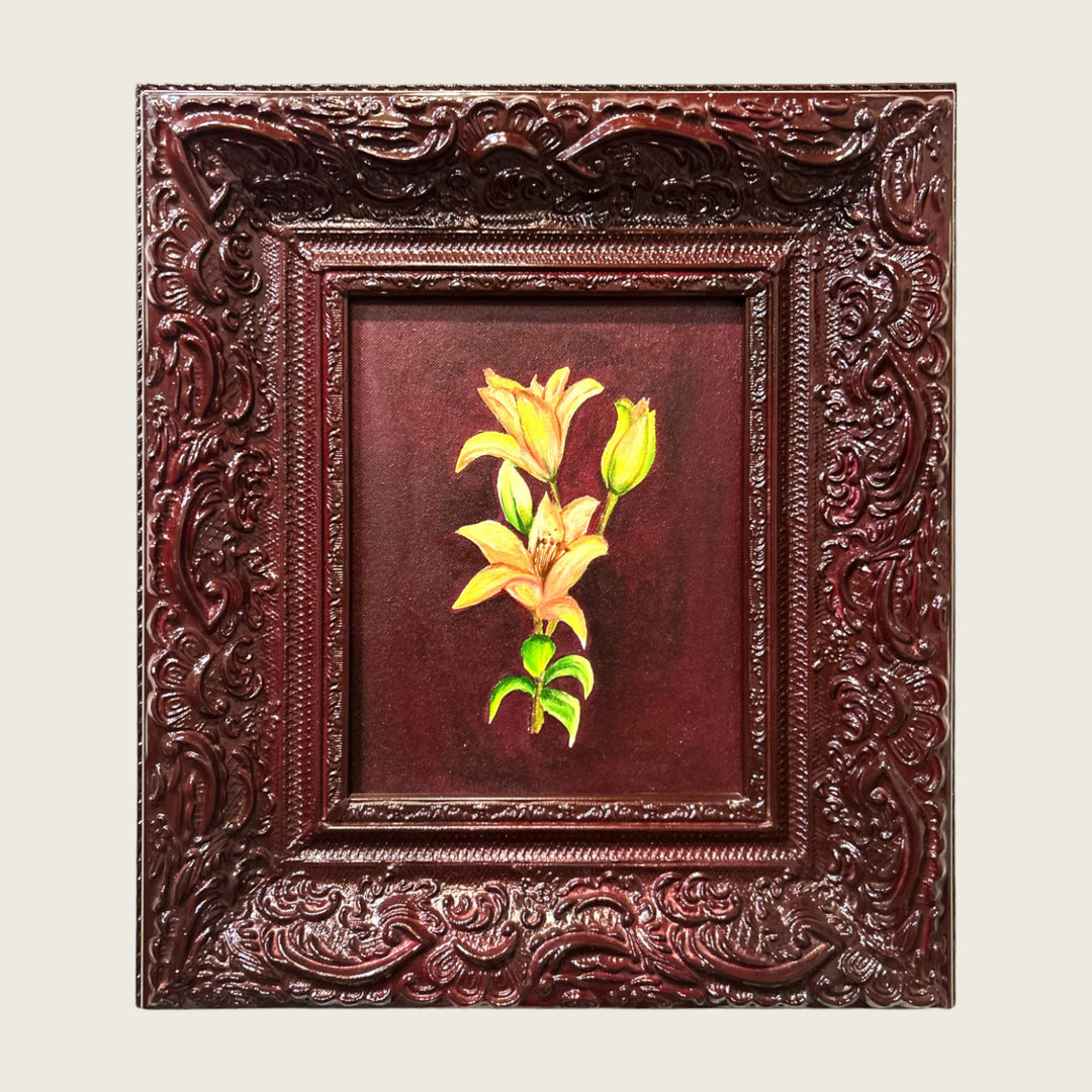 Baroque Earth Red Frame with Yellow Flower