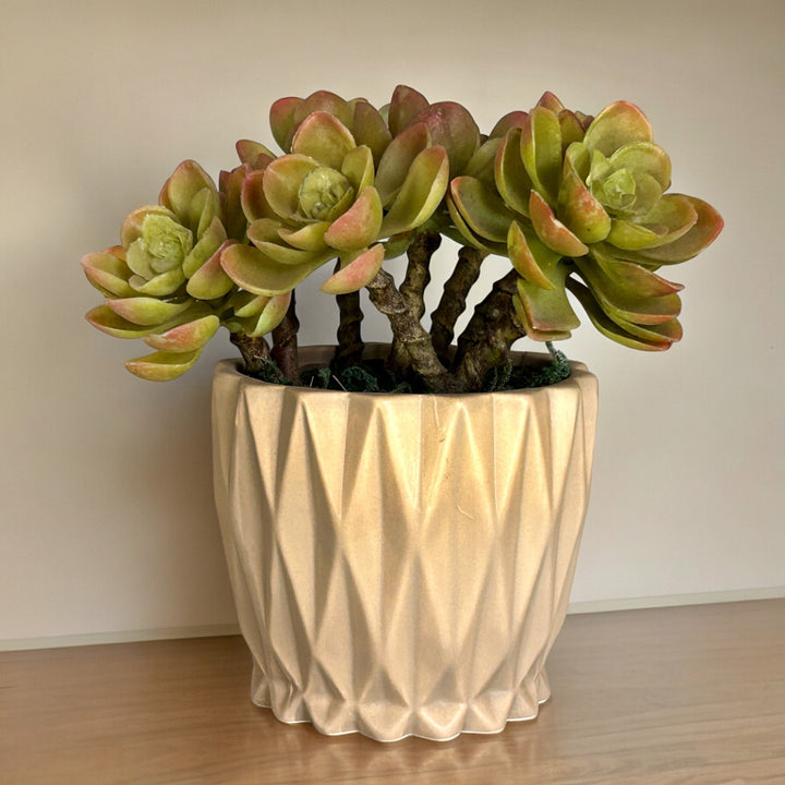 Artificial succulents, ceramic pot with succulents