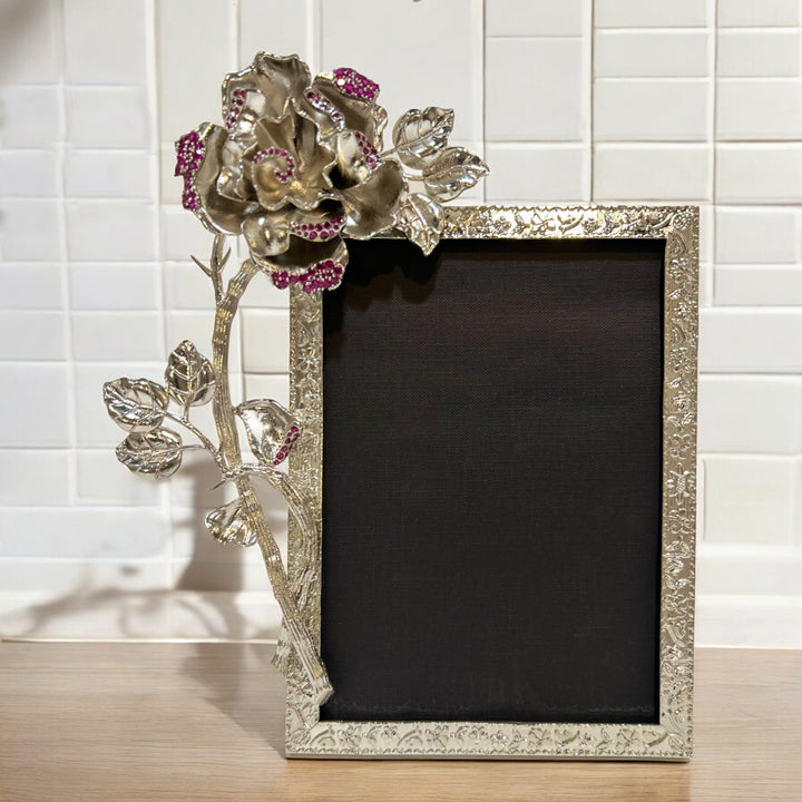 Silver Rose Photo Frame