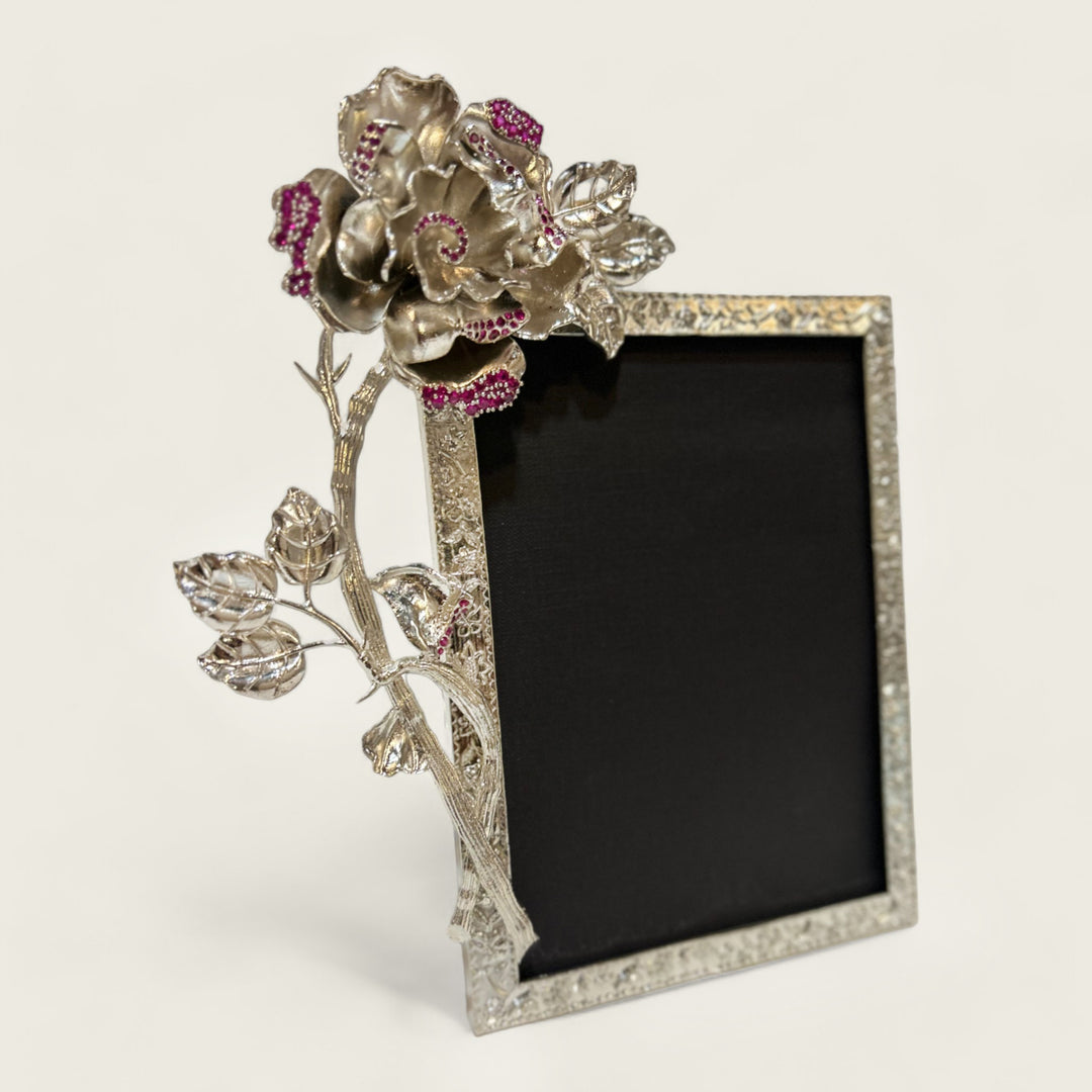 Silver Rose Photo Frame