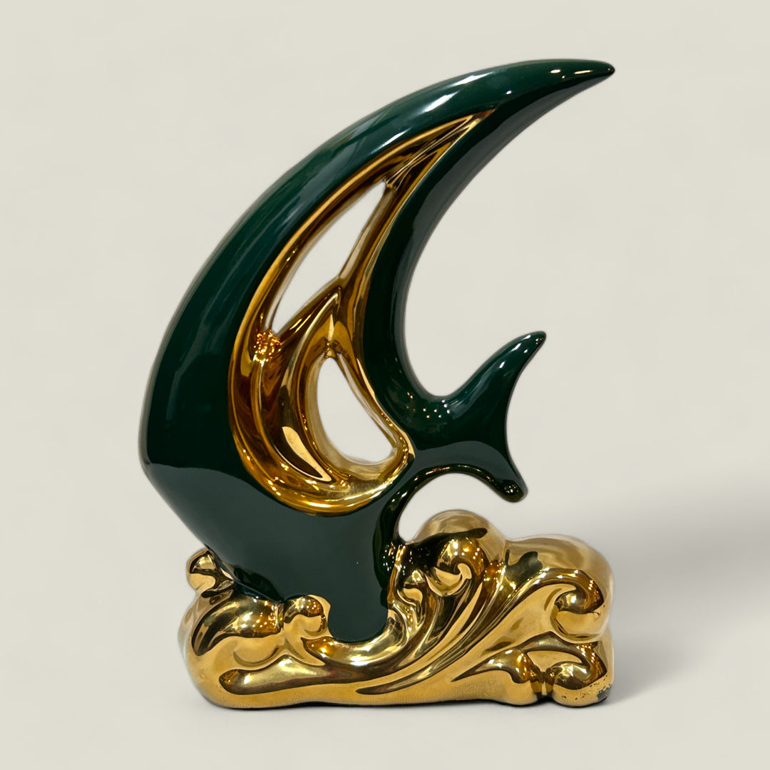 Green & Gold Ceramic Fish Design 2