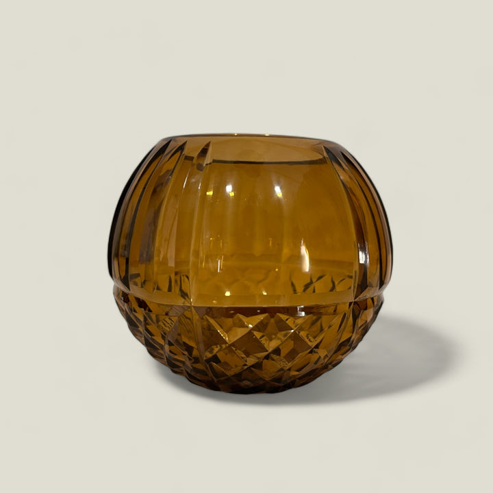 Amber Cut Glass Vase