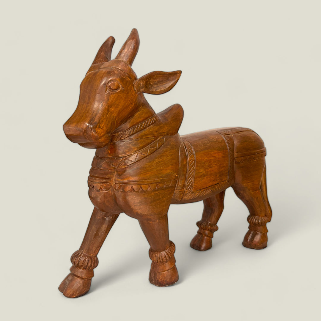 Bull Sculpture Wooden Large