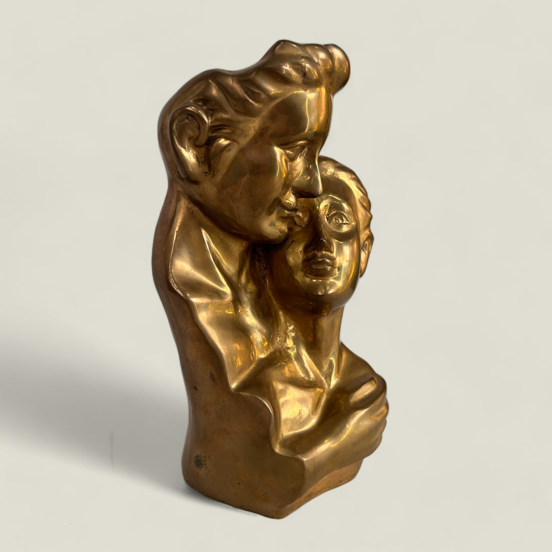 Victorian Brass Couple Bust