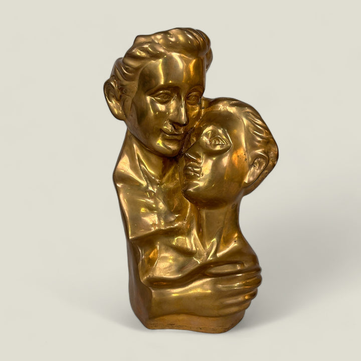 Victorian Brass Couple Bust