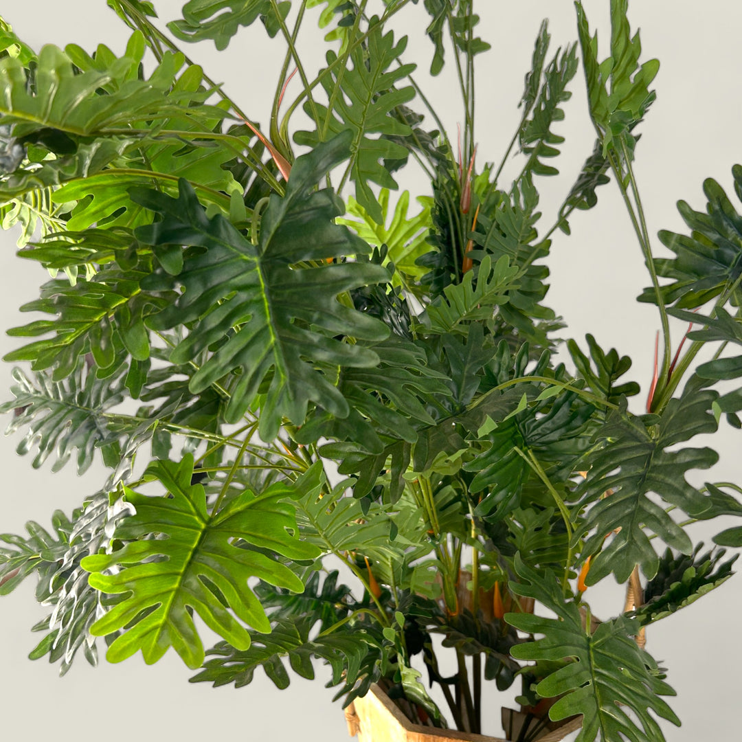 Faux Dense Philodendron In Wooden Planter