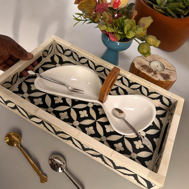 Bone Inlay Serving Tray (S)- Design 10