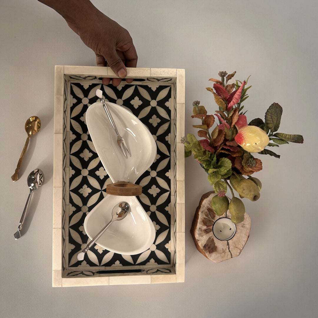 bone inlay decor and serving tray