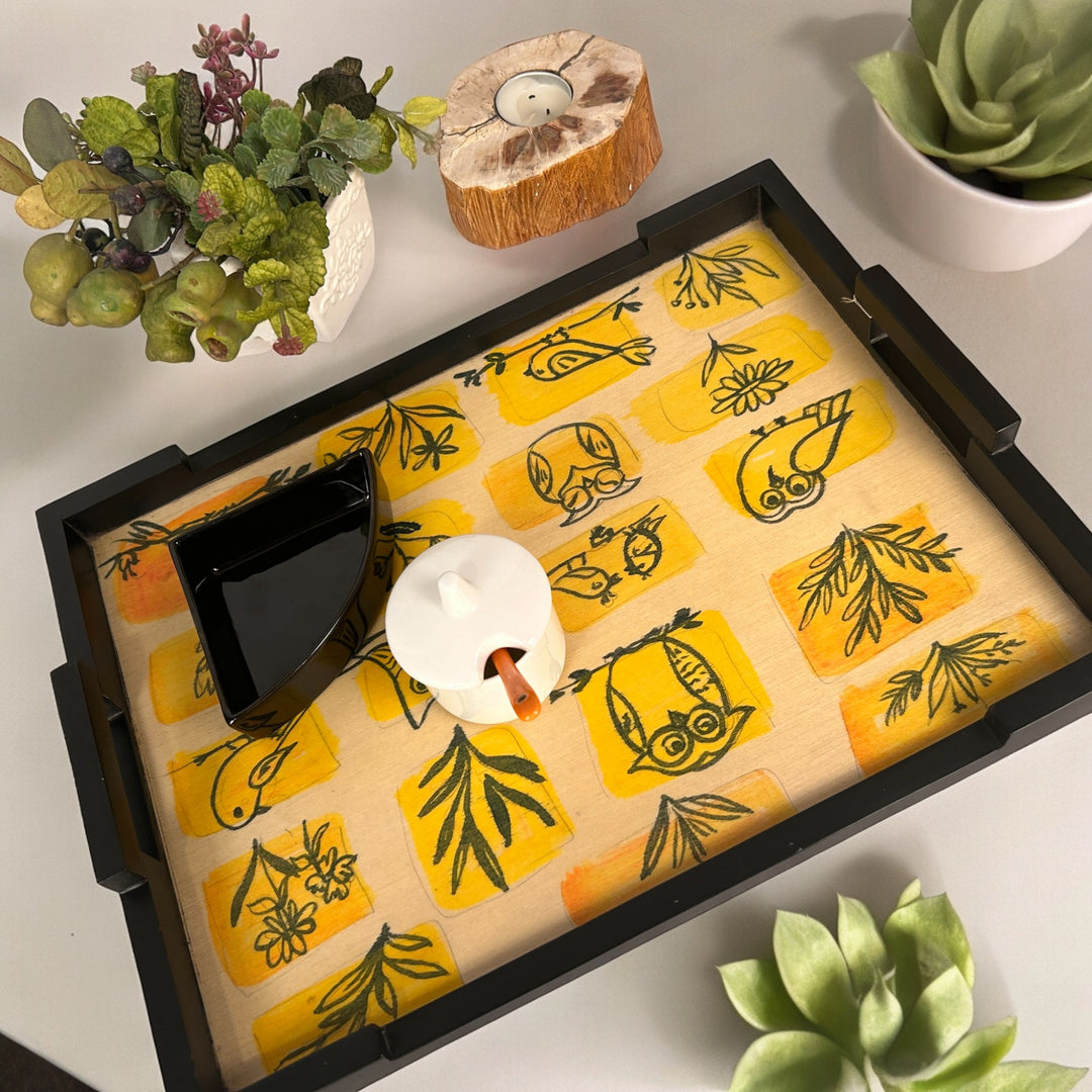 Hand Painted Wooden Serving Tray (L) Design - 1