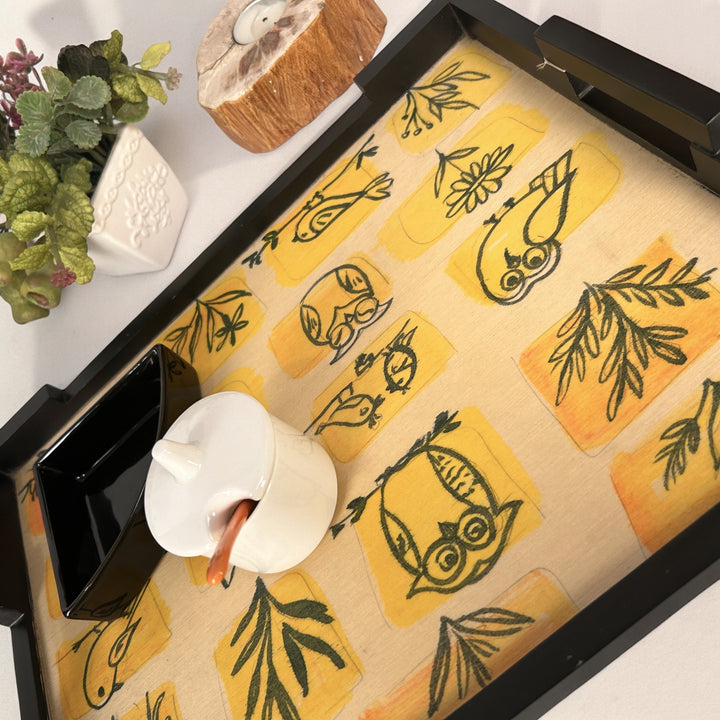 Hand Painted Wooden Serving Tray (L) Design - 1