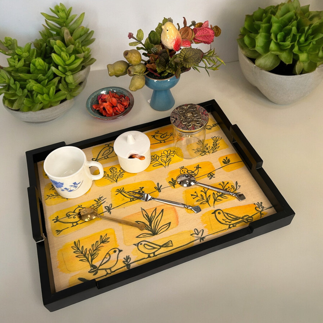 Hand Painted Wooden Serving Tray (L) Design - 20