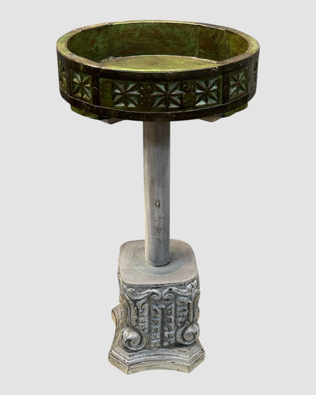 Ameen White and Green Side Table